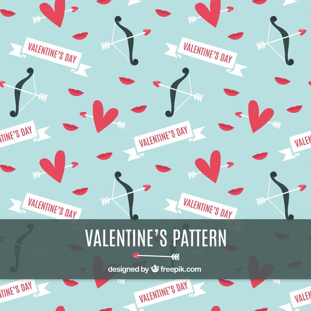 Decorativo patrón vintage de san valentín con corazón y arco