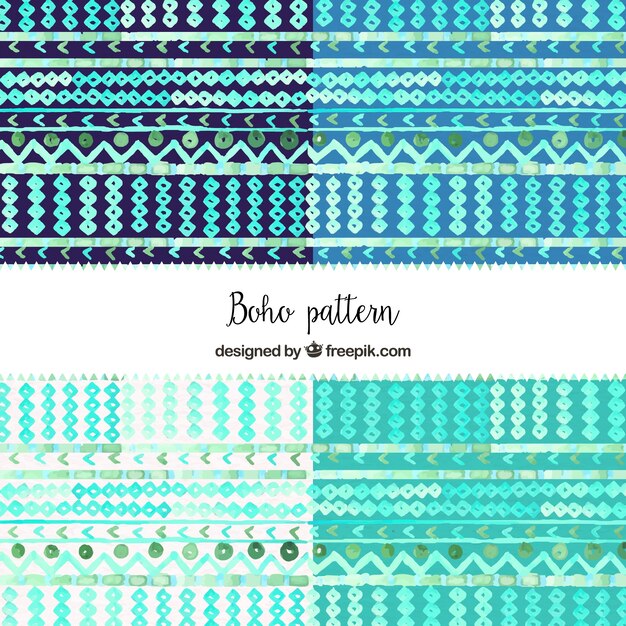 Decorativos patrones boho de acuarela 