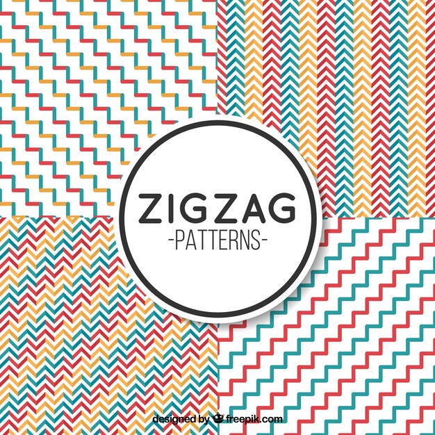 Decorativos patrones de líneas zig-zag 