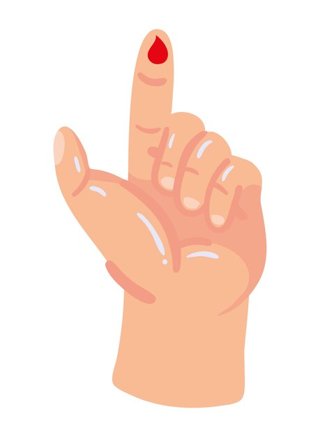 dedo con gota de sangre