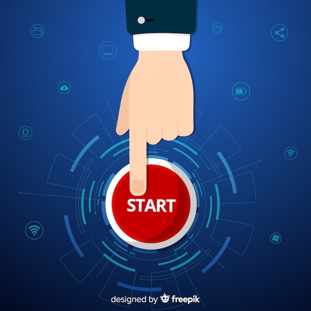Dedo presionando botón de start