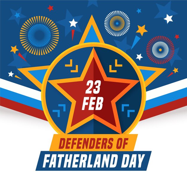 Defensores del diseño plano del día de la patria 23 de febrero