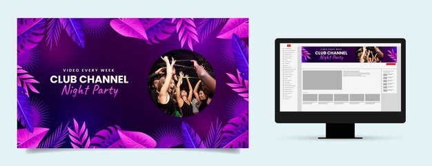 El degradado deja el arte del canal de youtube del club nocturno.