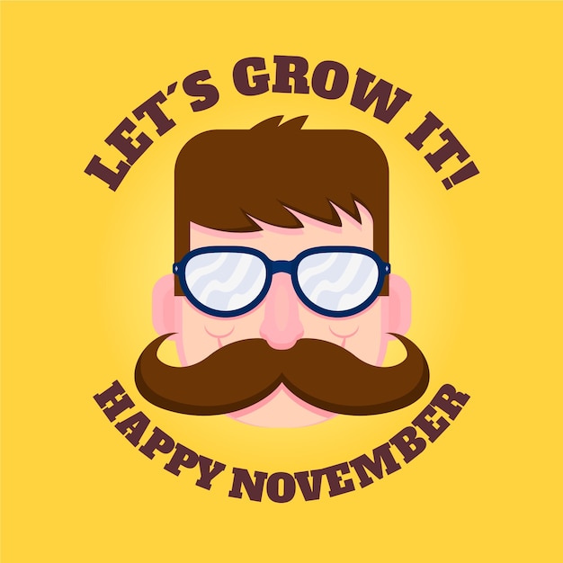 Vector gratuito deja que crezca feliz movember