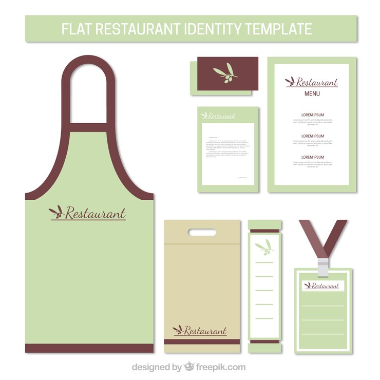 Vector gratuito delantal y papelería de restaurante