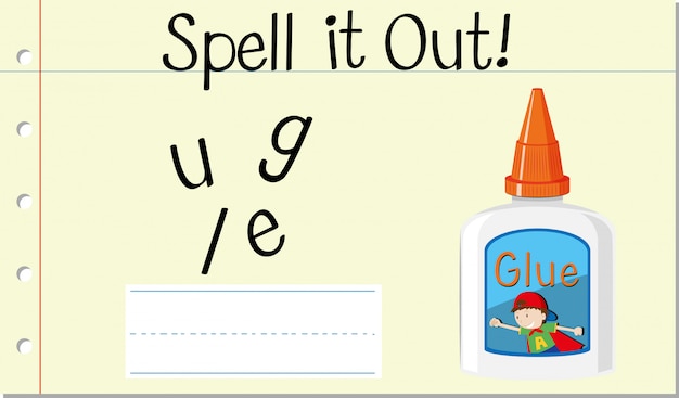 Deletrear inglés palabra pegamento