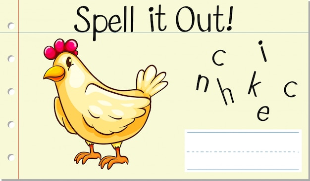 Deletrear inglés palabra pollo