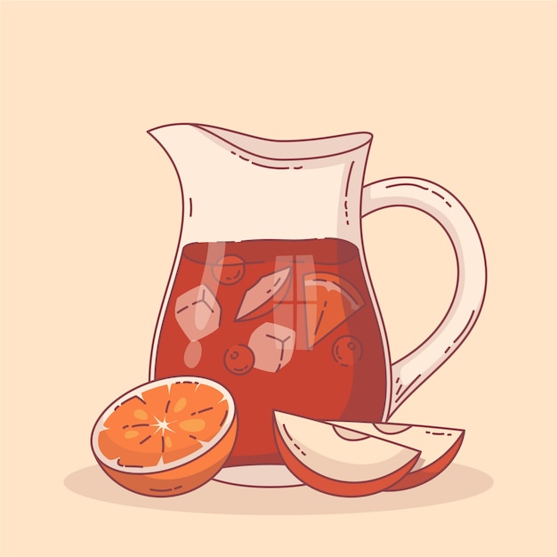 Vector gratuito deliciosa bebida refrescante de sangría ilustrada.