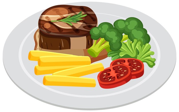 Deliciosa cena de bistec con verduras