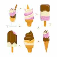 Vector gratuito deliciosa colección de helados dibujados a mano