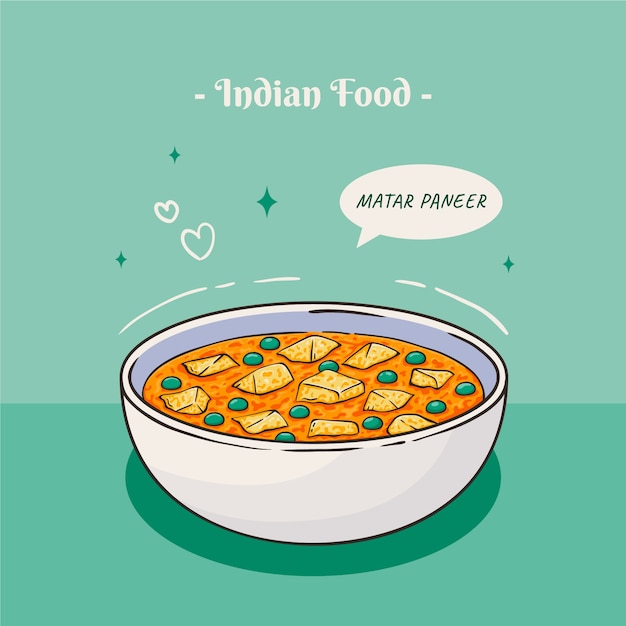 Vector gratuito deliciosa comida india ilustración