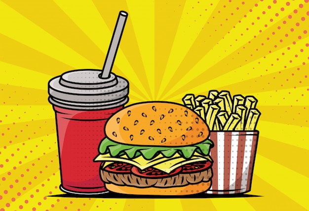 Deliciosa comida rápida estilo pop art
