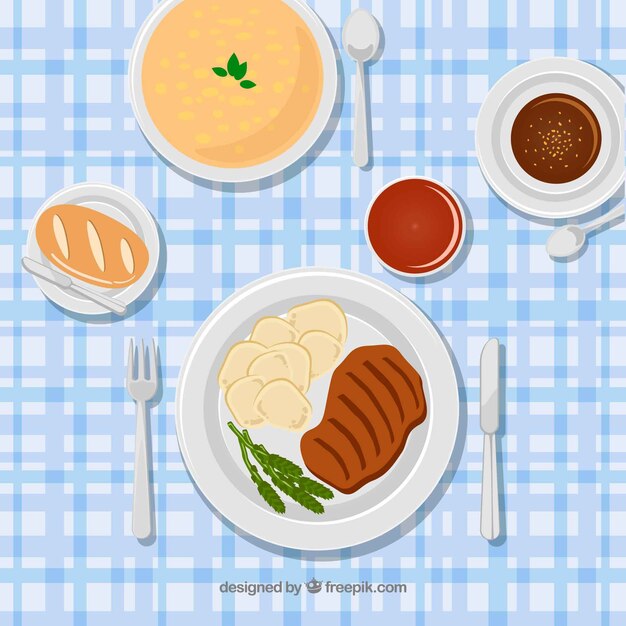 Deliciosa composición de comida con estilo elegante