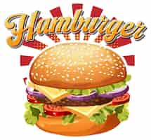 Vector gratuito deliciosa hamburguesa con icono de texto