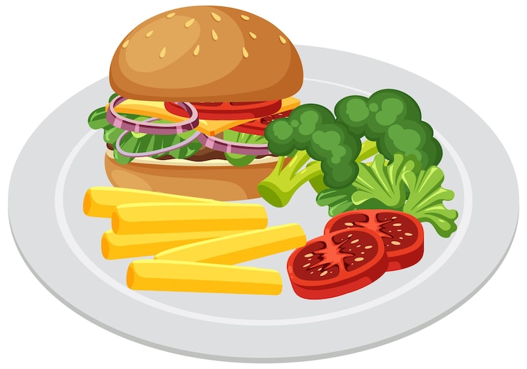 Vector gratuito deliciosa hamburguesa con verduras frescas
