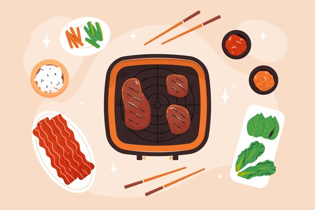 Deliciosa ilustración de barbacoa coreana