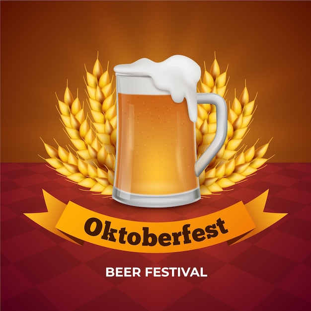 Deliciosa jarra de cerveza con espuma oktoberfest