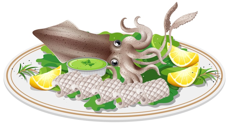 Vector gratuito deliciosa mezcla de marisco con calamar