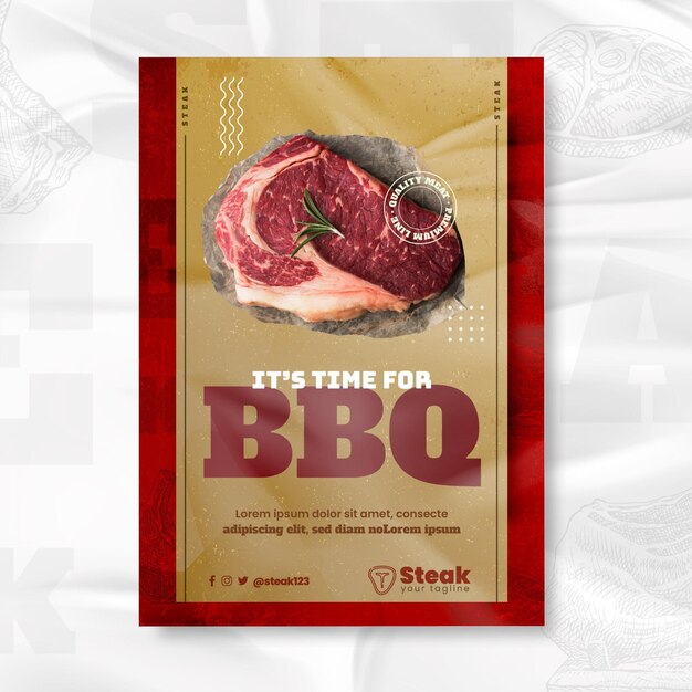 Deliciosa plantilla de volante vertical de barbacoa