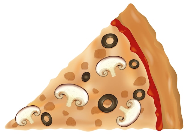 Deliciosa rebanada de pizza de setas y aceitunas