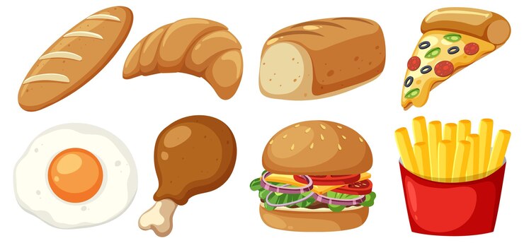 Vector gratuito una deliciosa variedad de alimentos populares