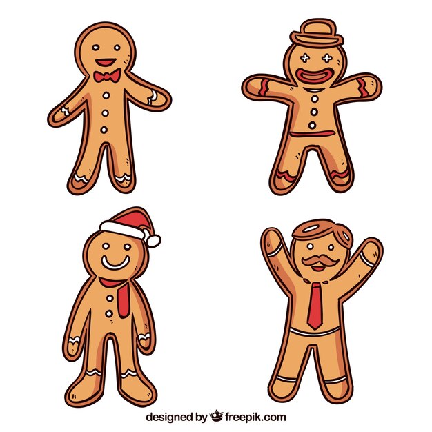 Deliciosas galletas de jengibre dibujadas a mano 