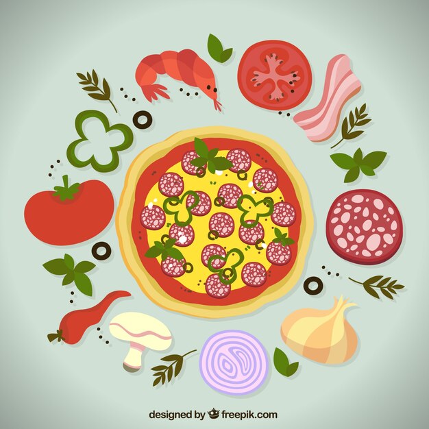 Deliciosas ingredientes de pizza