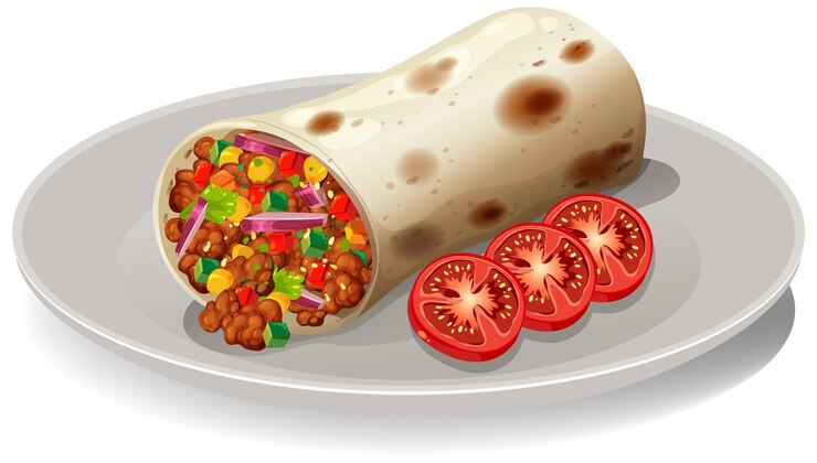 Vector gratuito un delicioso burrito mexicano en el plato