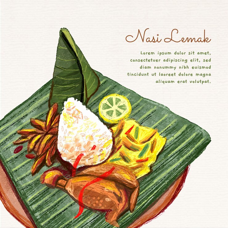 Vector gratuito delicioso nasi lemak listo para servir