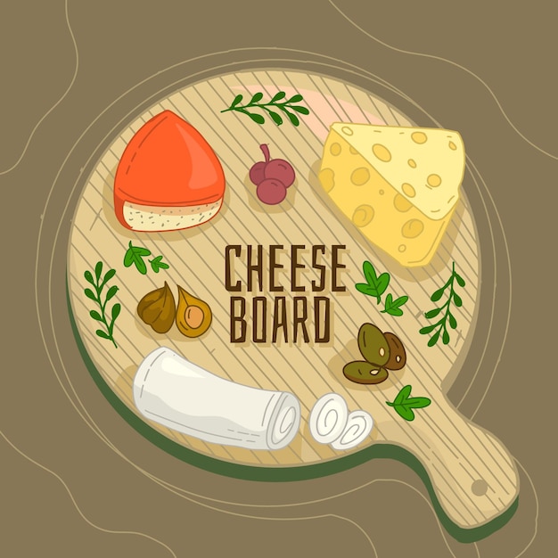 Vector gratuito delicioso queso sobre tabla de madera