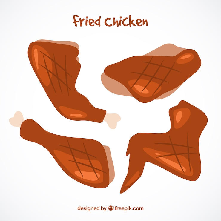 Vector gratuito un delicioso surtido de pollo frito.