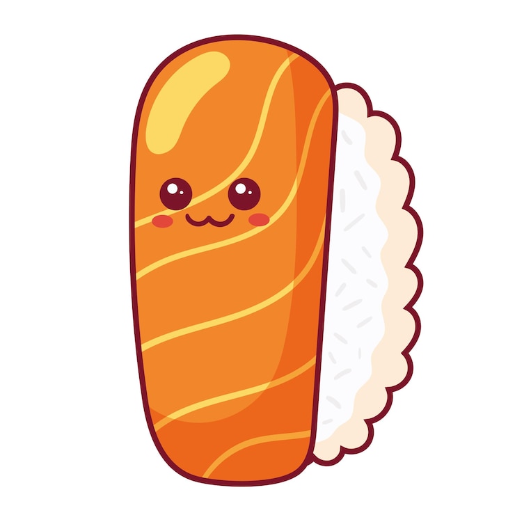 Vector gratuito delicioso sushi de sake kawaii