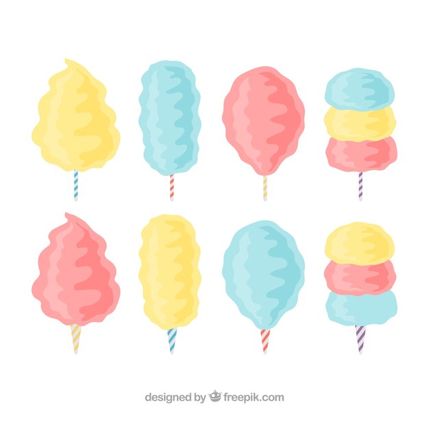 Deliciosos algodones de azúcar de colores pastel