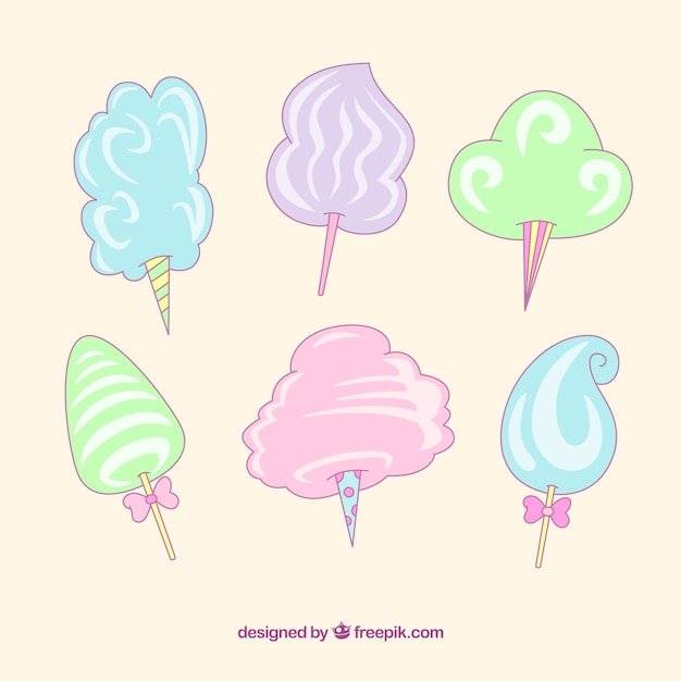 Deliciosos algodones de azúcar de colores pastel 