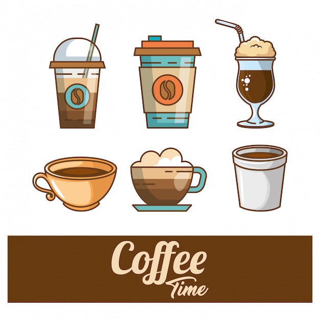 Vector gratuito deliciosos elementos de tiempo de café