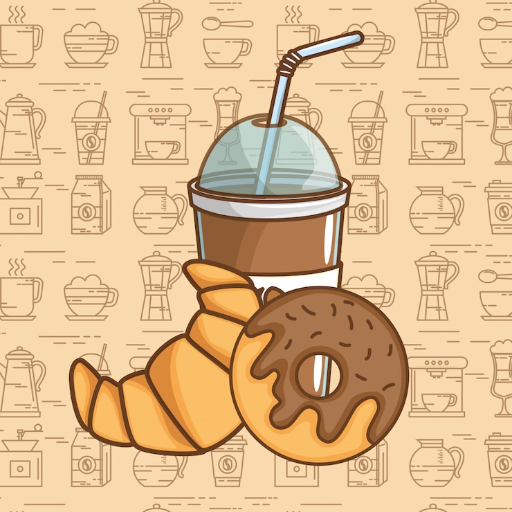 Vector gratuito deliciosos elementos de tiempo de café