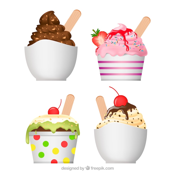 Vector gratuito deliciosos postres de verano con un diseño realista
