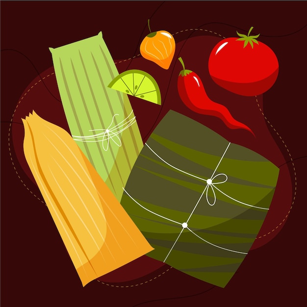 Vector gratuito deliciosos tamales de diseño plano