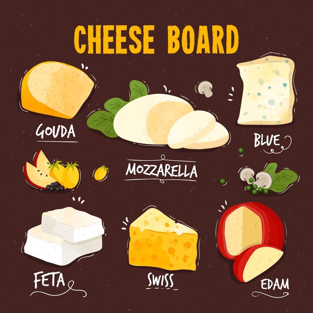 Deliciosos tipos de queso.