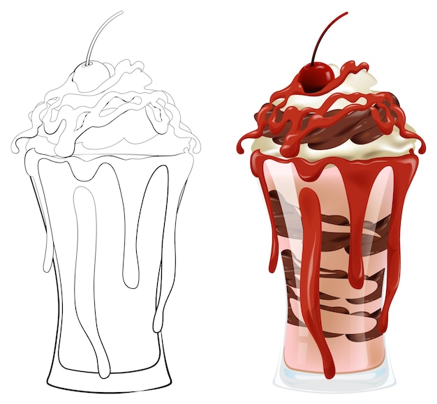 Delicious sundae trata la ilustración vectorial