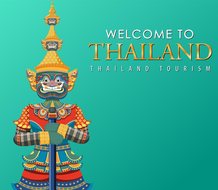 Vector gratuito demonios gigantes tailandia atracción y paisaje icono