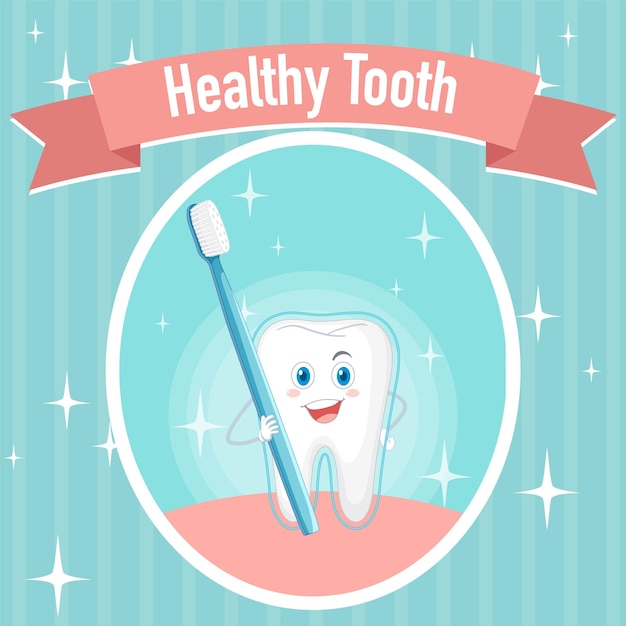 Dental saludable un cartel de cepillo de dientes con dientes grandes