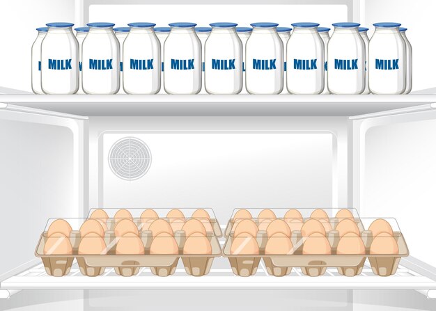 Dentro del refrigerador con alimentos