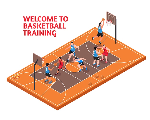 Vector gratuito deporte baloncesto entrenamiento isométrico