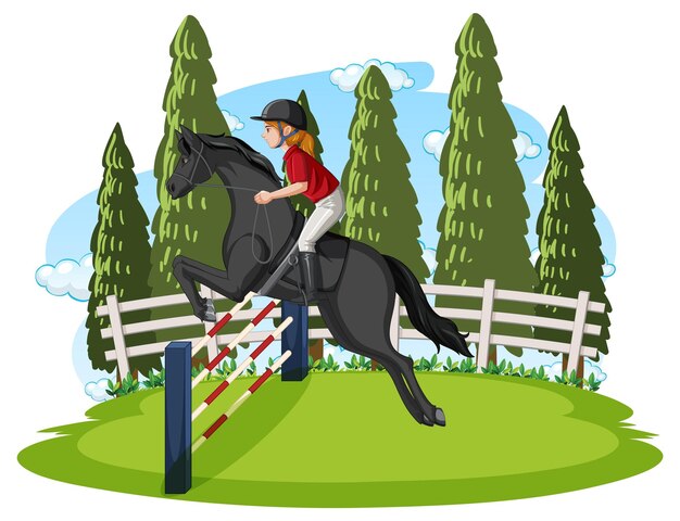Deporte ecuestre con chica a caballo