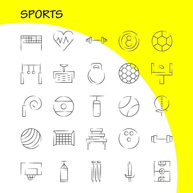 Deportes paquete de iconos dibujados a mano para diseñadores y desarrolladores iconos de pelota golf tee deportes cricket stumps wicket sports vector