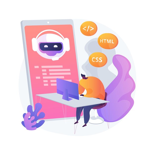 Desarrollador Java. Software para smartphone. Codificación Javascript, aplicación de escritura, programación css. Manipulación de código fuente HTML. Programa móvil. Ilustración de metáfora de concepto aislado de vector.