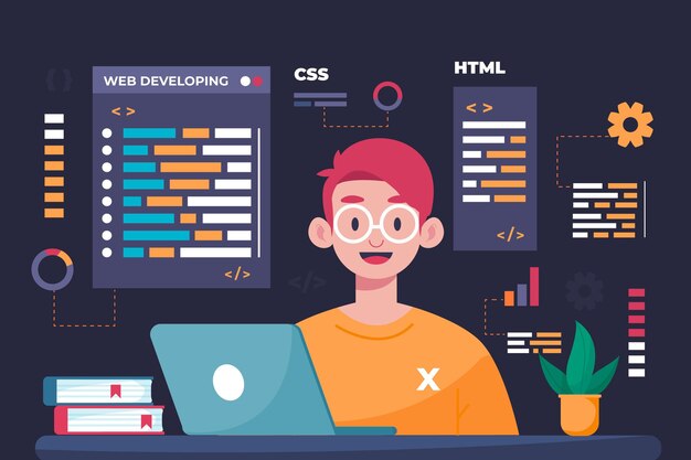 Desarrolladores web dibujados a mano