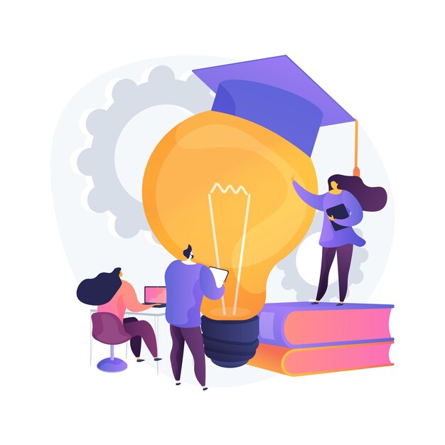 Desarrollo profesional de la ilustración del concepto abstracto de profesores. iniciativa de la autoridad escolar, formación para profesores, conferencias y seminarios, programa de cualificación