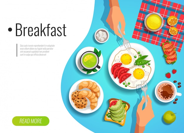 Vector gratuito desayuno color banner